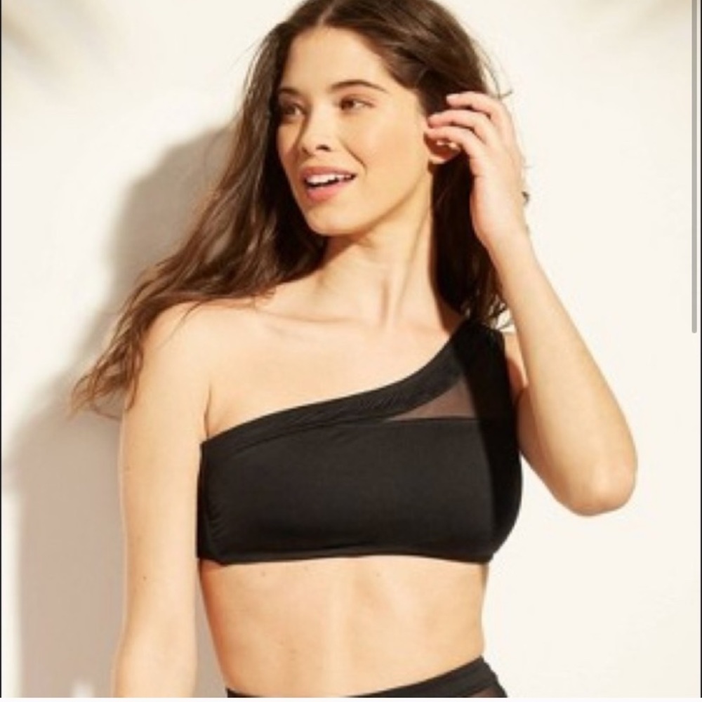 Black one shoulder bikini top